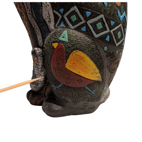 Hand-Painted Egyptian Bastet Cat Figurine with Patterns Scarab Designs - Picture 5 of 12